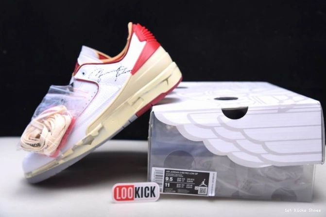 1st Kicks Shoes White SP Low DJ4375-106 Off-White Jordan Red Retro 2 0823